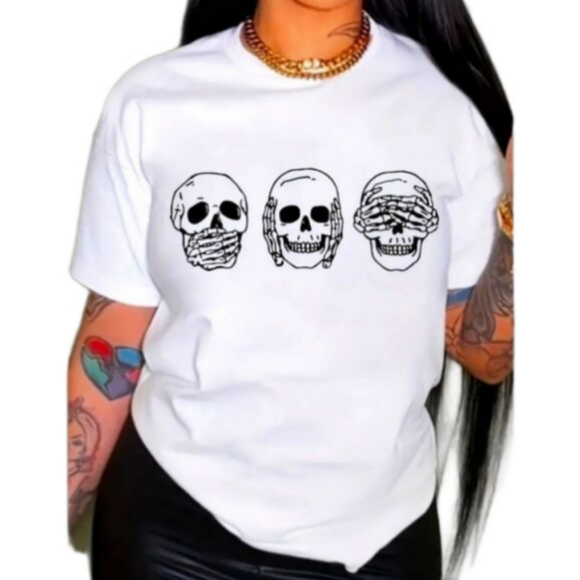 Unisex punk rock skull t-shirt - Picture 1 of 3